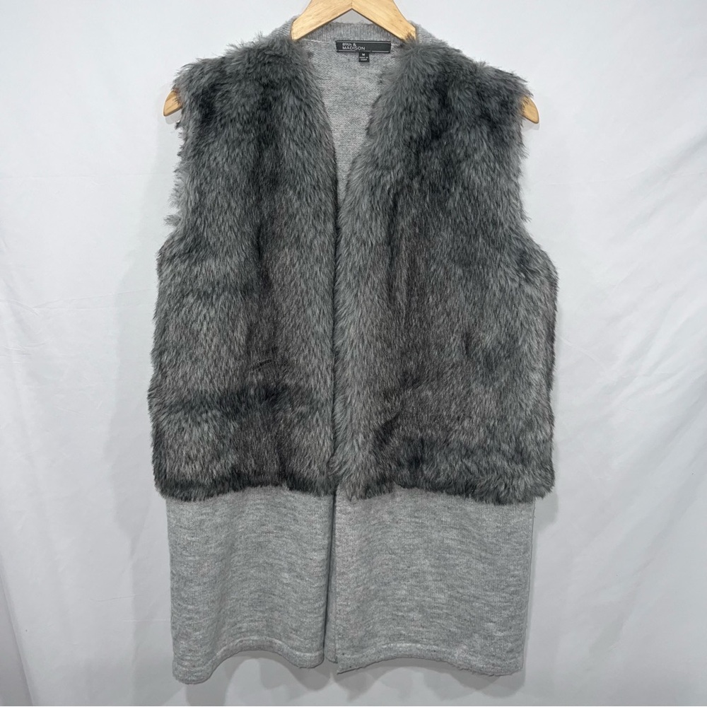 89th & Madison Charcoal Faux Fur Vest